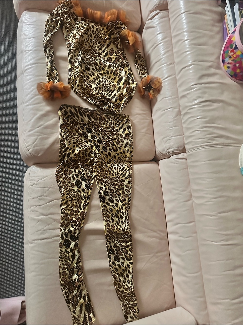 Wissman Leopard Wild Cat 2-Piece Dance Costume - Long Sleeve Leotard & Leggings